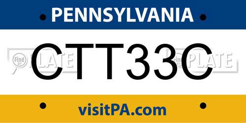 CTT33C Pennsylvania License Plate