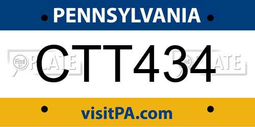 CTT434 Pennsylvania License Plate