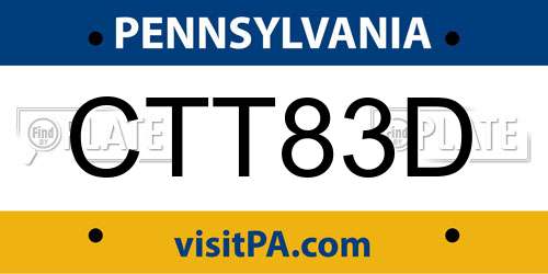 CTT83D Pennsylvania License Plate