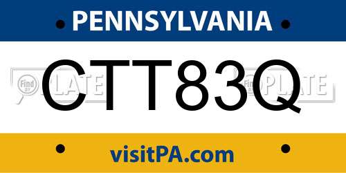CTT83Q Pennsylvania License Plate