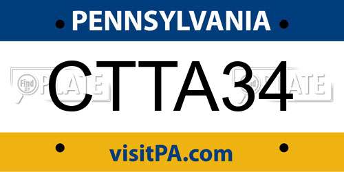 CTTA34 Pennsylvania License Plate
