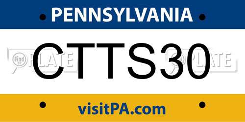 CTTS30 Pennsylvania License Plate