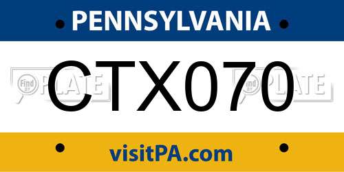 CTX070 Pennsylvania License Plate