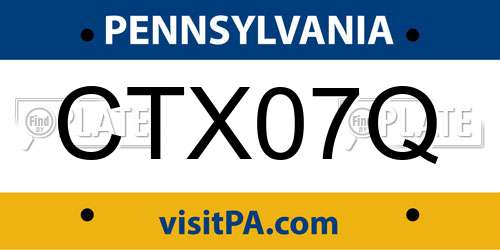 CTX07Q Pennsylvania License Plate