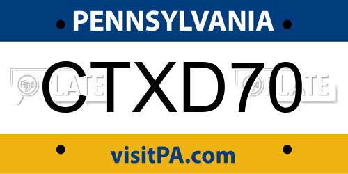 CTXD70 Pennsylvania License Plate