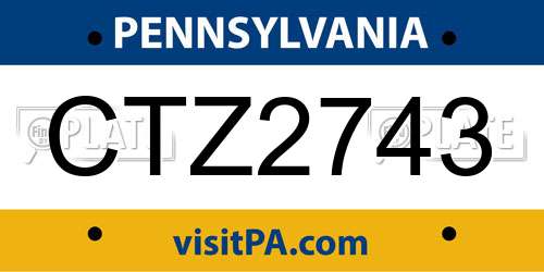 CTZ2743 Pennsylvania License Plate