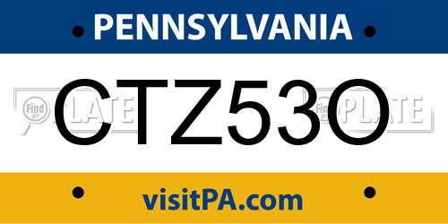 CTZ53O Pennsylvania License Plate