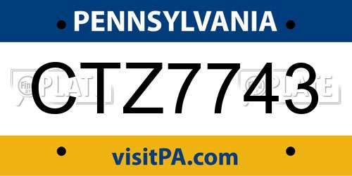 CTZ7743 Pennsylvania License Plate