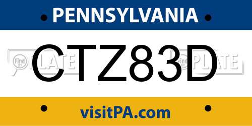 CTZ83D Pennsylvania License Plate