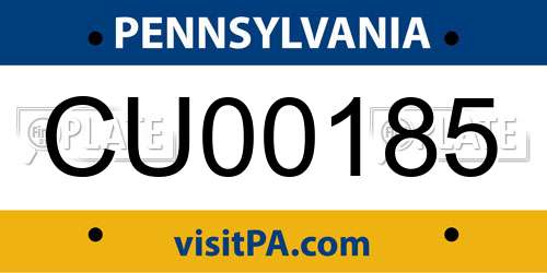 CU00185 Pennsylvania License Plate