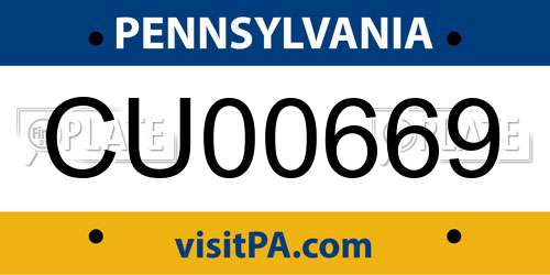 CU00669 Pennsylvania License Plate