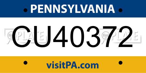 CU40372 Pennsylvania License Plate