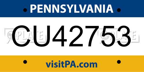 CU42753 Pennsylvania License Plate