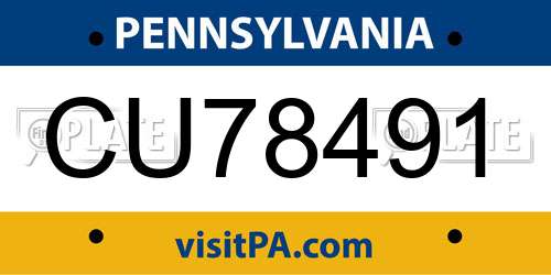 CU78491 Pennsylvania License Plate
