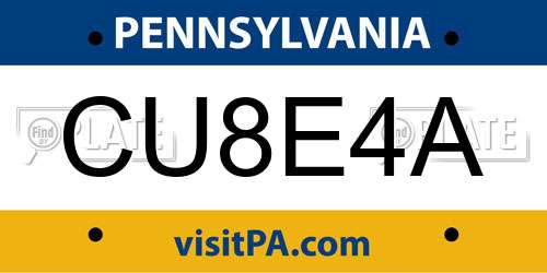 CU8E4A Pennsylvania License Plate