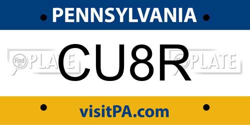 CU8R Pennsylvania License Plate