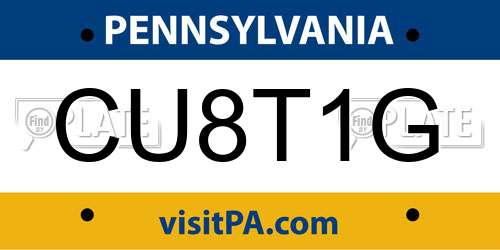 CU8T1G Pennsylvania License Plate
