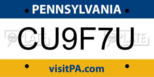 CU9F7U Pennsylvania License Plate