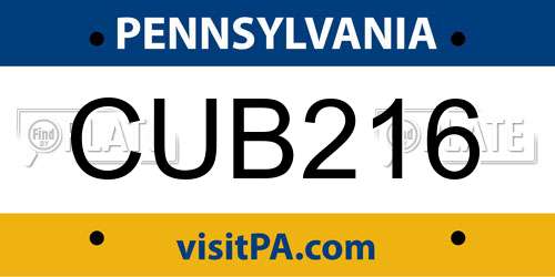 CUB216 Pennsylvania License Plate