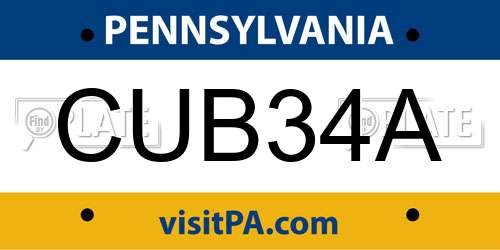 CUB34A Pennsylvania License Plate