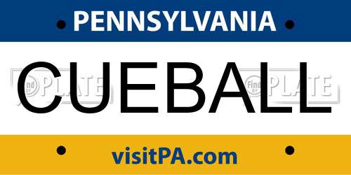 CUEBALL Pennsylvania License Plate