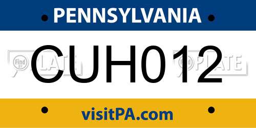 CUH012 Pennsylvania License Plate