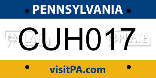 CUH017 Pennsylvania License Plate