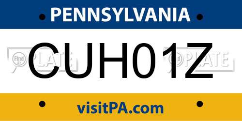 CUH01Z Pennsylvania License Plate