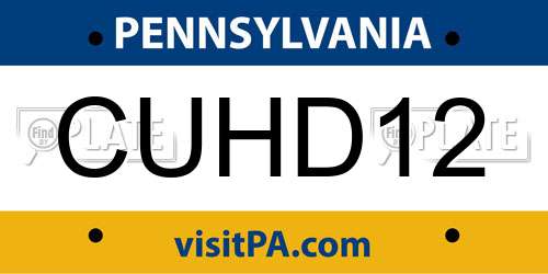 CUHD12 Pennsylvania License Plate