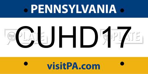 CUHD17 Pennsylvania License Plate