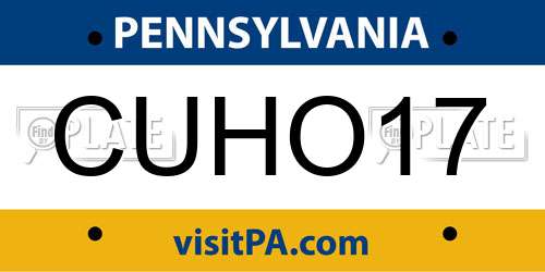 CUHO17 Pennsylvania License Plate