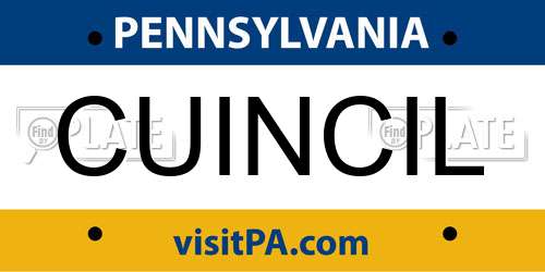 CUINCIL Pennsylvania License Plate