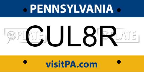 CUL8R Pennsylvania License Plate