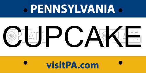 CUPCAKE Pennsylvania License Plate
