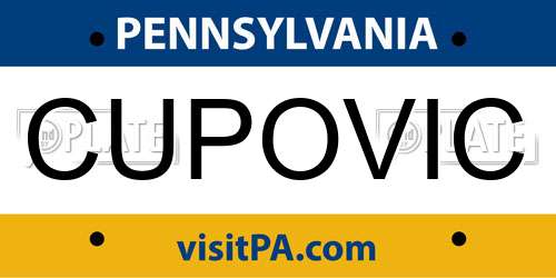 CUPOVIC Pennsylvania License Plate