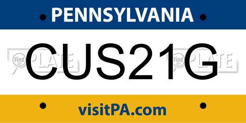 CUS21G Pennsylvania License Plate