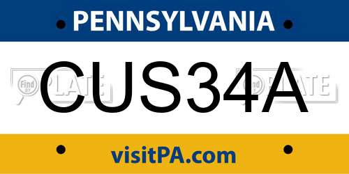 CUS34A Pennsylvania License Plate