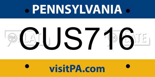CUS716 Pennsylvania License Plate