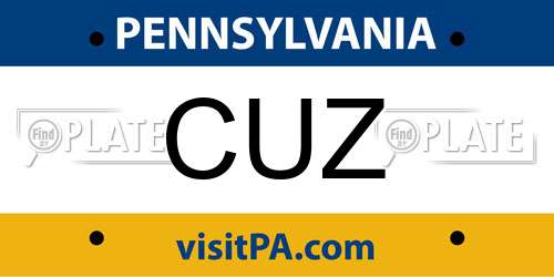 CUZ Pennsylvania License Plate
