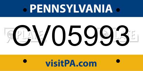 CV05993 Pennsylvania License Plate