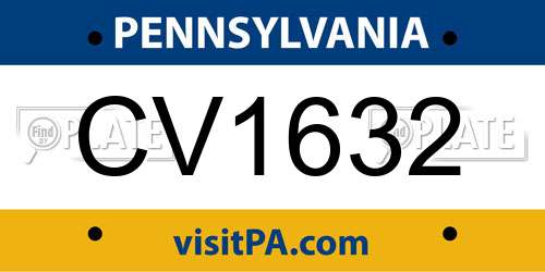 CV1632 Pennsylvania License Plate