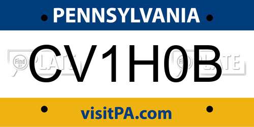 CV1H0B Pennsylvania License Plate