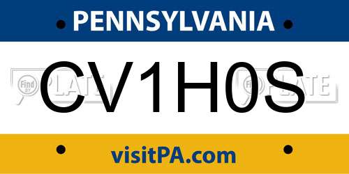 CV1H0S Pennsylvania License Plate