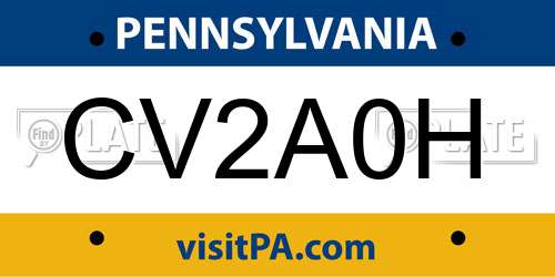 CV2A0H Pennsylvania License Plate