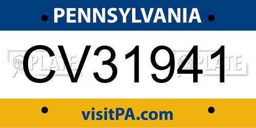 CV31941 Pennsylvania License Plate