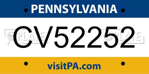 CV52252 Pennsylvania License Plate