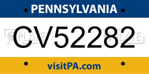 CV52282 Pennsylvania License Plate