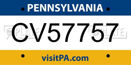 CV57757 Pennsylvania License Plate