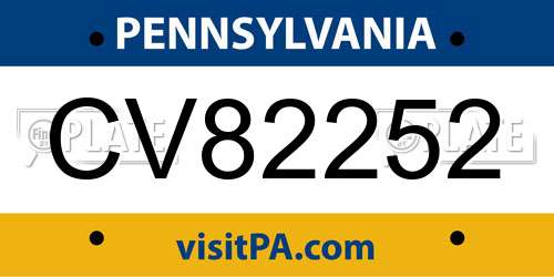 CV82252 Pennsylvania License Plate