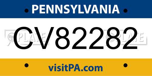 CV82282 Pennsylvania License Plate